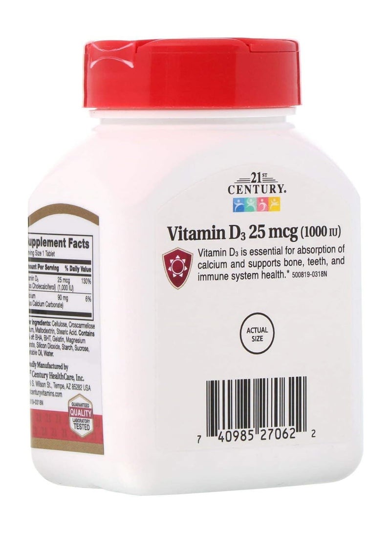 القرن الحادي والعشرون فيتامين د3 عالي الفاعلية 1000 وحدة دولية - 110 قرص - Image 4